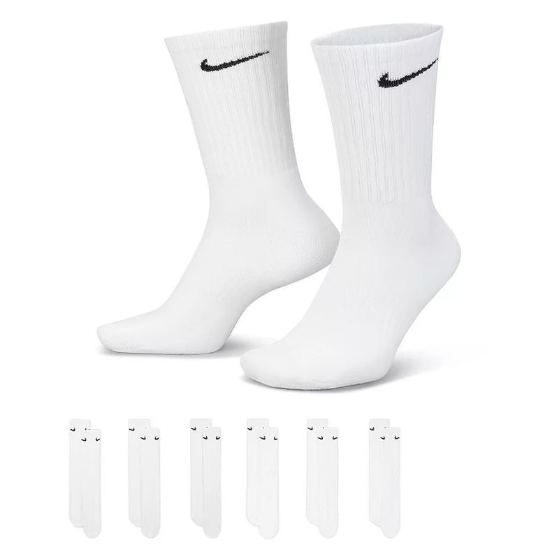Men's Nike 6-Pack Everyday Cushioned Crew Training Socks White-zoom-