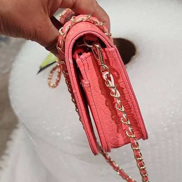 Croc Crossbody Pink/ Salmon Bag - Primrose Signature Boutique