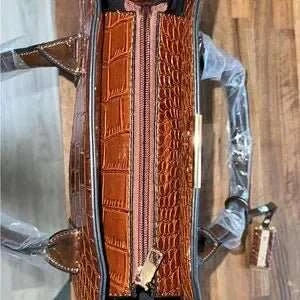Croc - Embossed Brown Handbag - Primrose Signature Boutique
