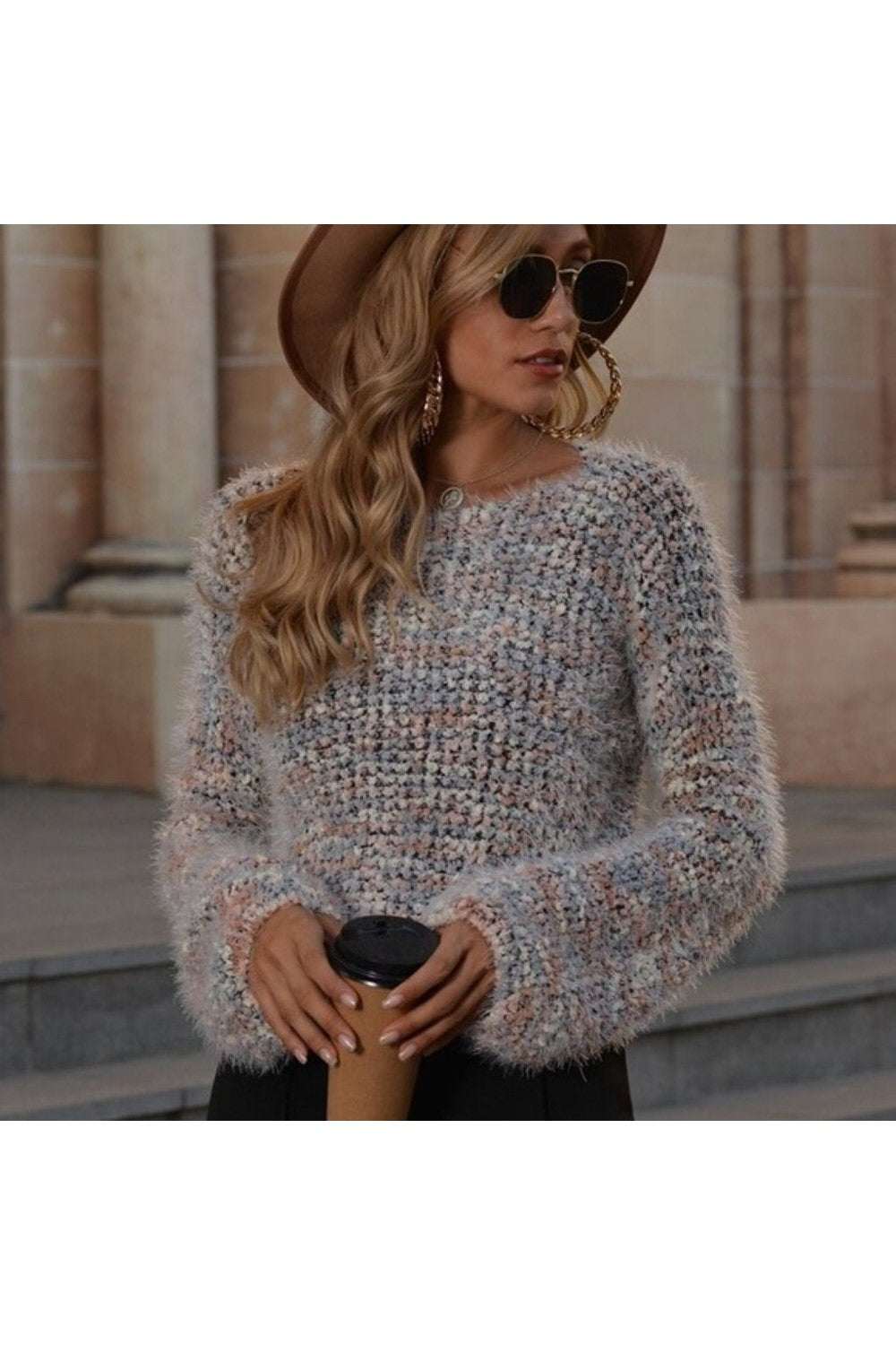Crop Confetti Knit Sweater - Primrose Signature Boutique