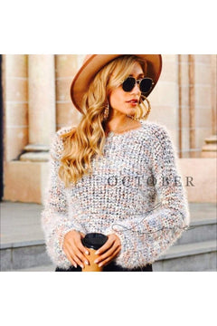 Crop Confetti Knit Sweater - Primrose Signature Boutique