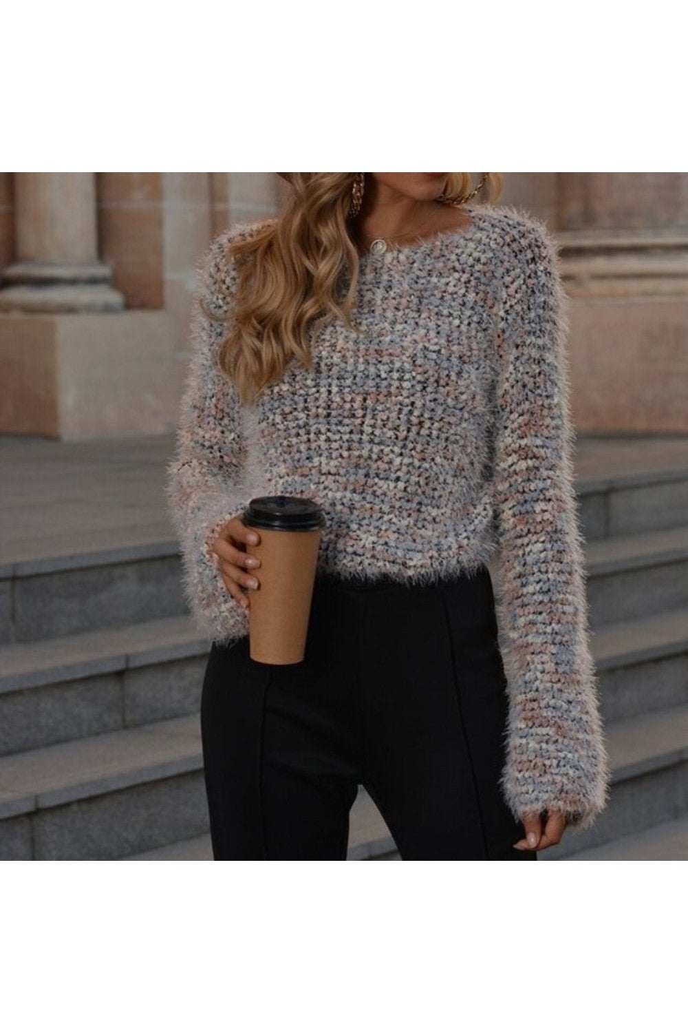Crop Confetti Knit Sweater - Primrose Signature Boutique