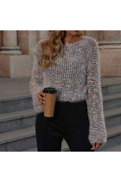 Crop Confetti Knit Sweater - Primrose Signature Boutique