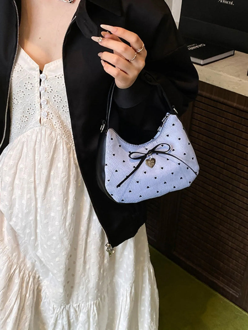 Printed Bow Shoulder Bag-zoom-