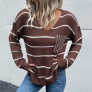 Switch Striped V-Neck Slit Dropped Shoulder Sweater 3 image