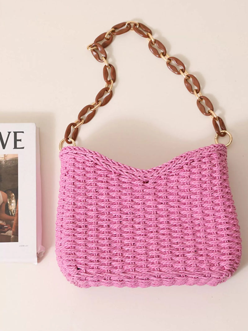 Woven Straw Shoulder Bag-zoom-