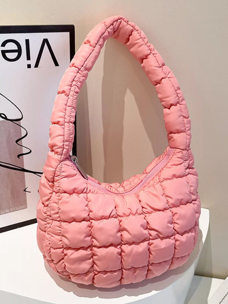 Quilted Ruched Shoulder Bag-zoom-