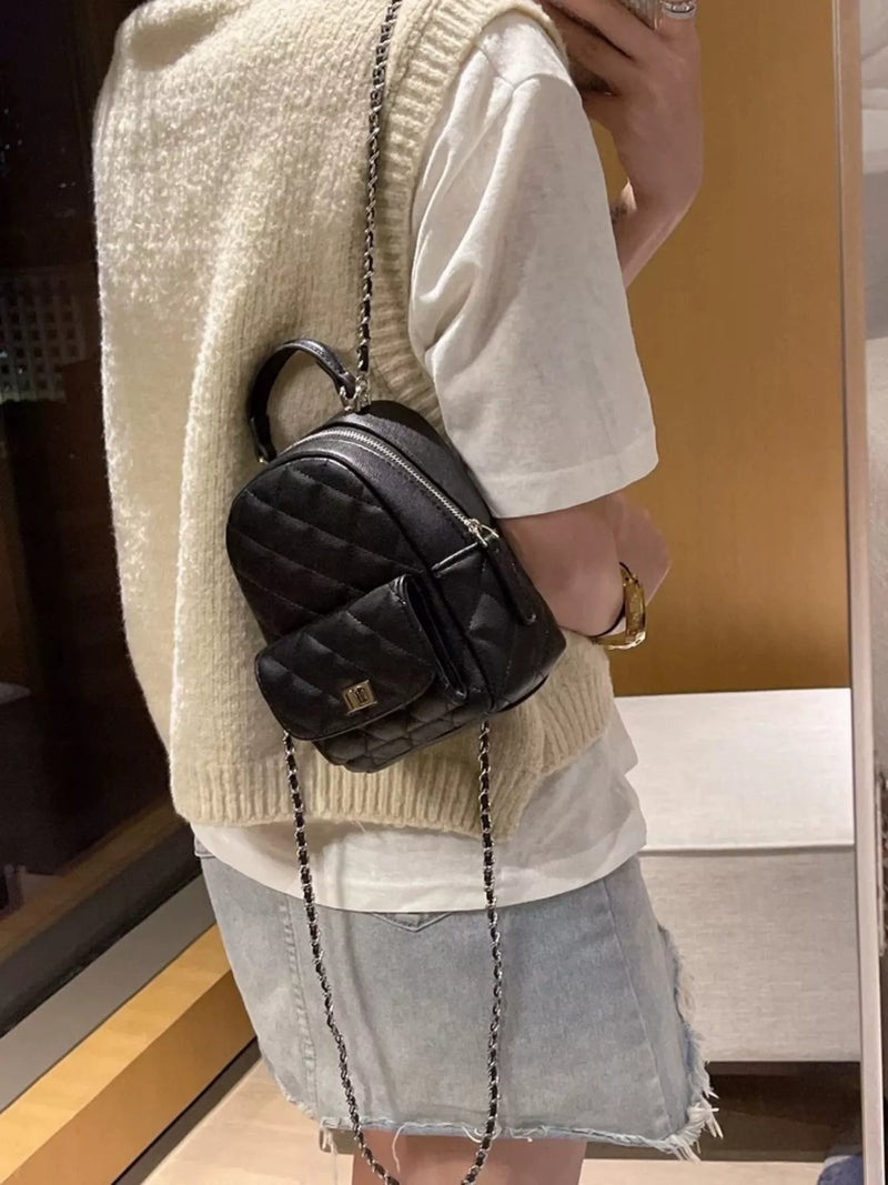 Quilted Mini Backpack Bag-zoom-