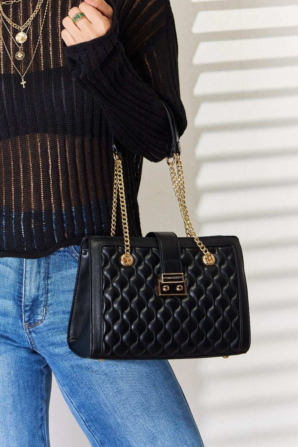 David Jones Quilted PU Leather Handbag - Primrose Signature Boutique