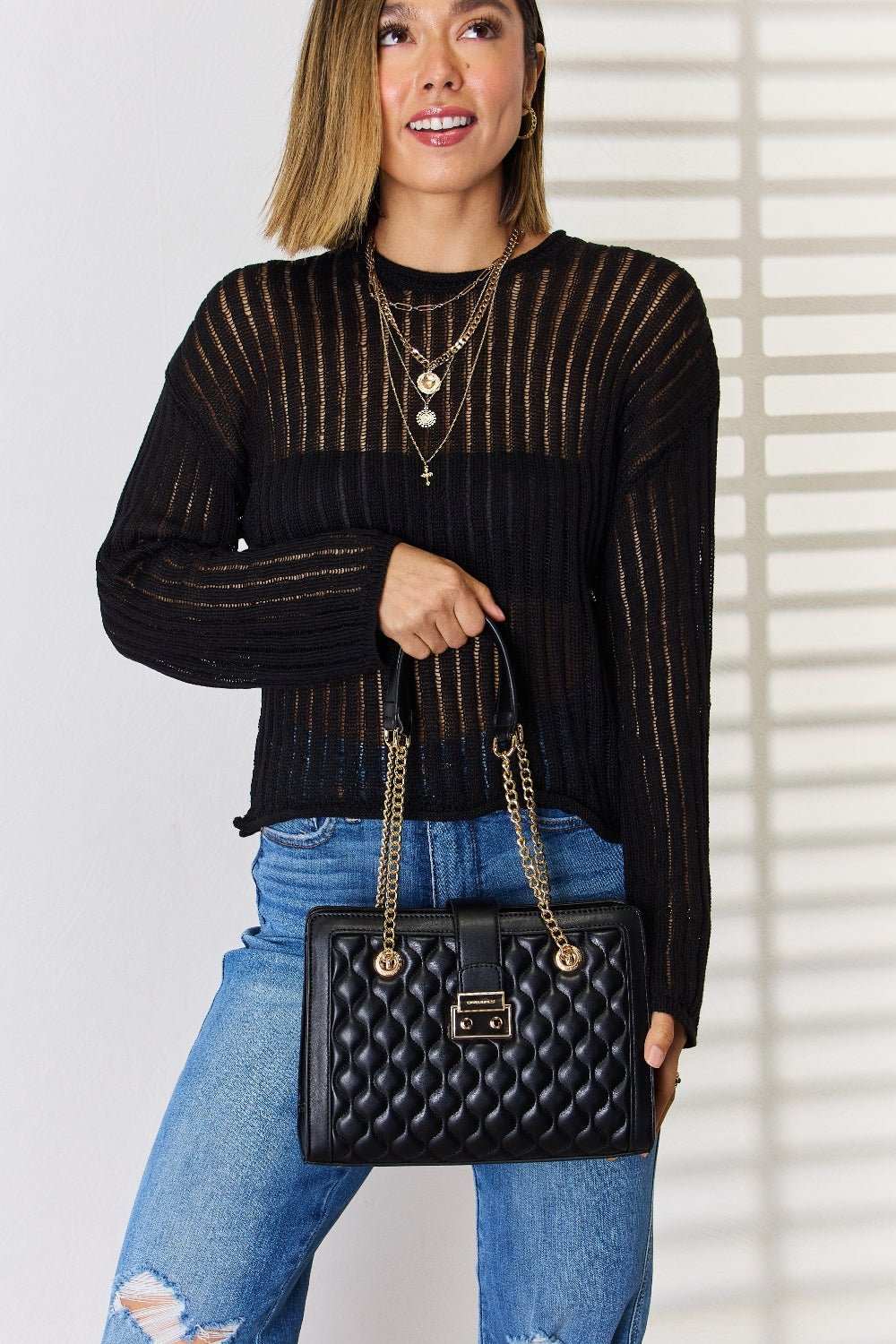 David Jones Quilted PU Leather Handbag - Primrose Signature Boutique