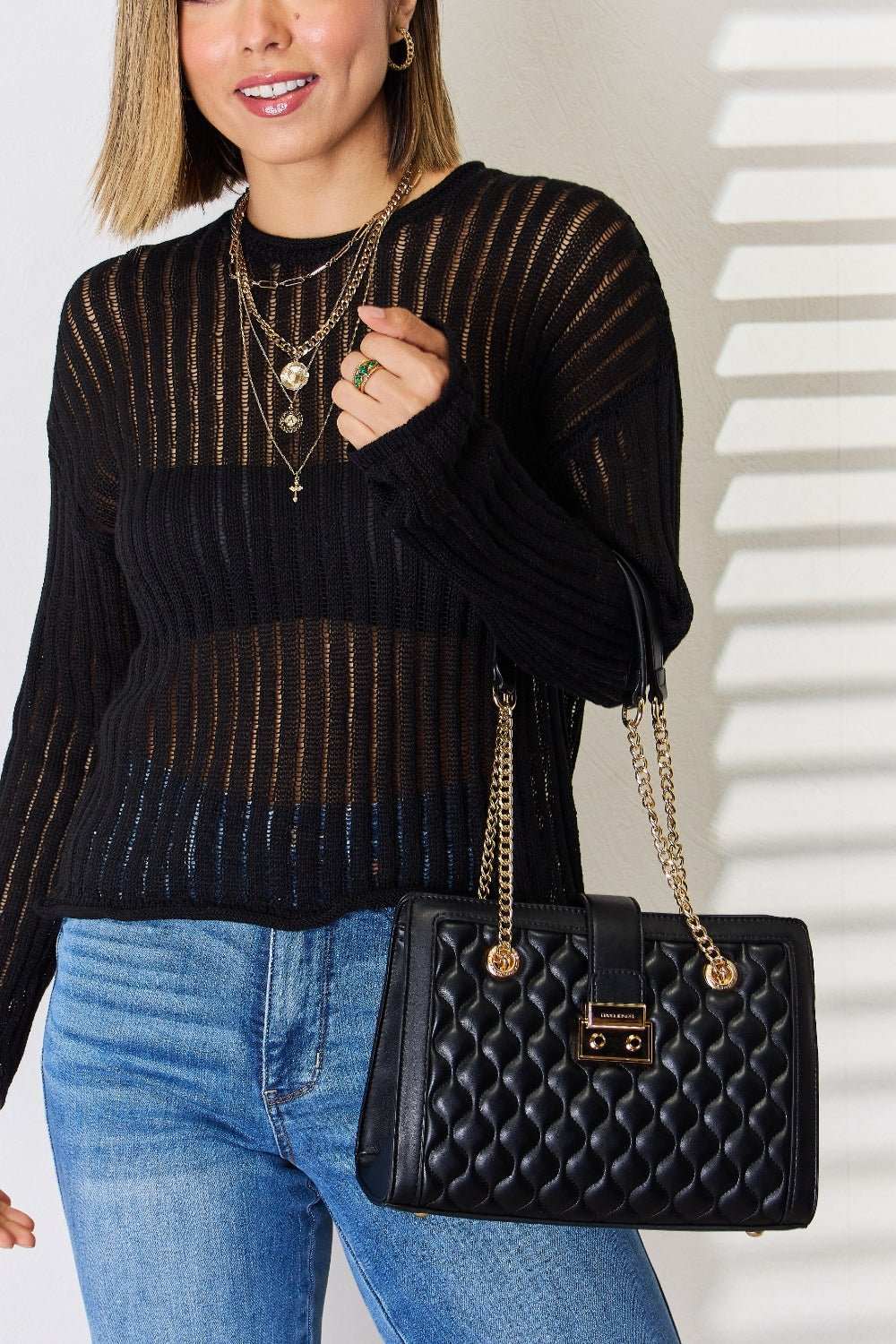 David Jones Quilted PU Leather Handbag - Primrose Signature Boutique