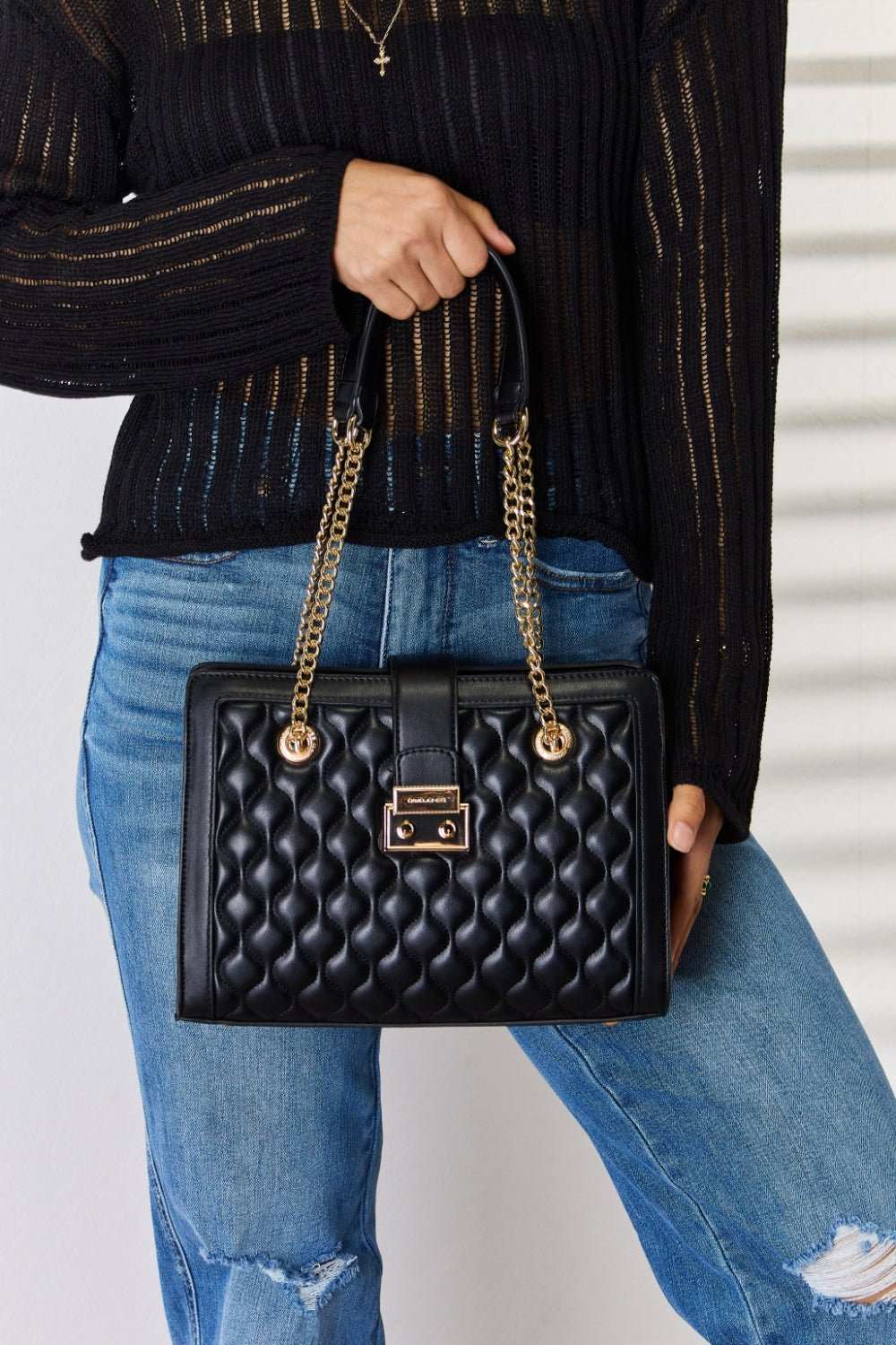 David Jones Quilted PU Leather Handbag - Primrose Signature Boutique