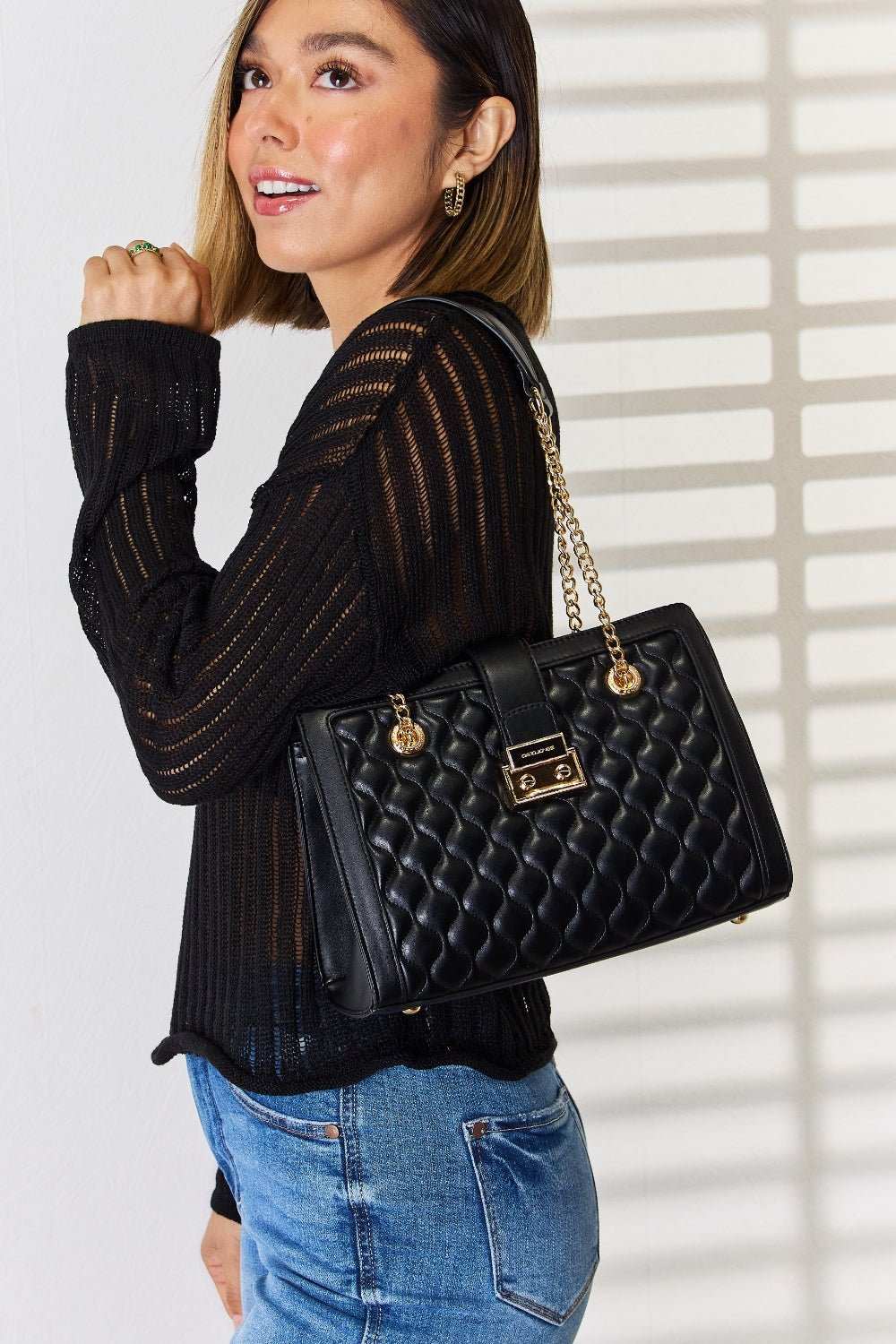 David Jones Quilted PU Leather Handbag - Primrose Signature Boutique