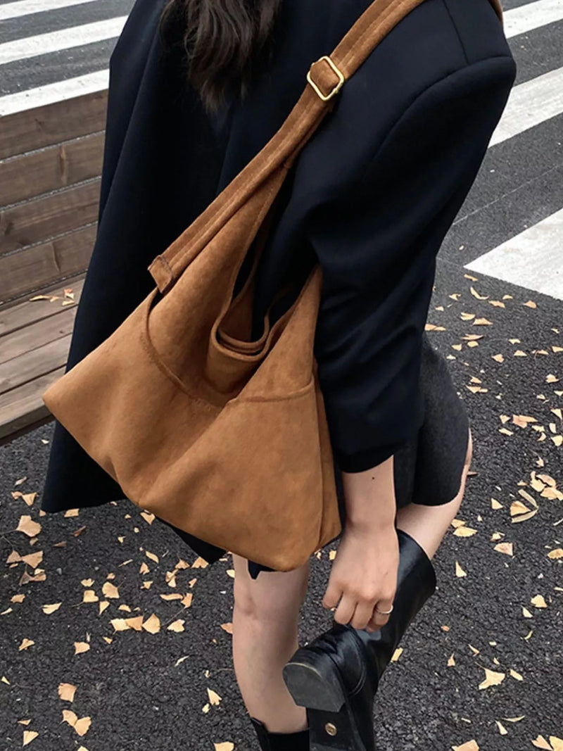 Minimalist Suede Shoulder Bag-zoom-