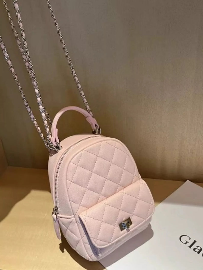 Quilted Mini Backpack Bag-zoom-