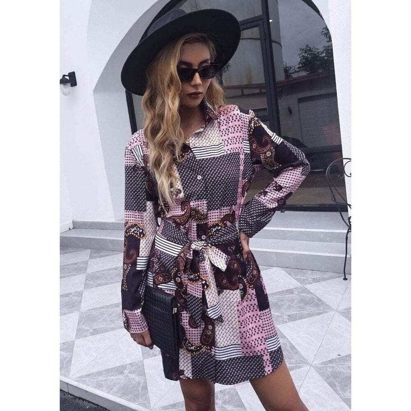 Detailed Mixed Print Dress-zoom-