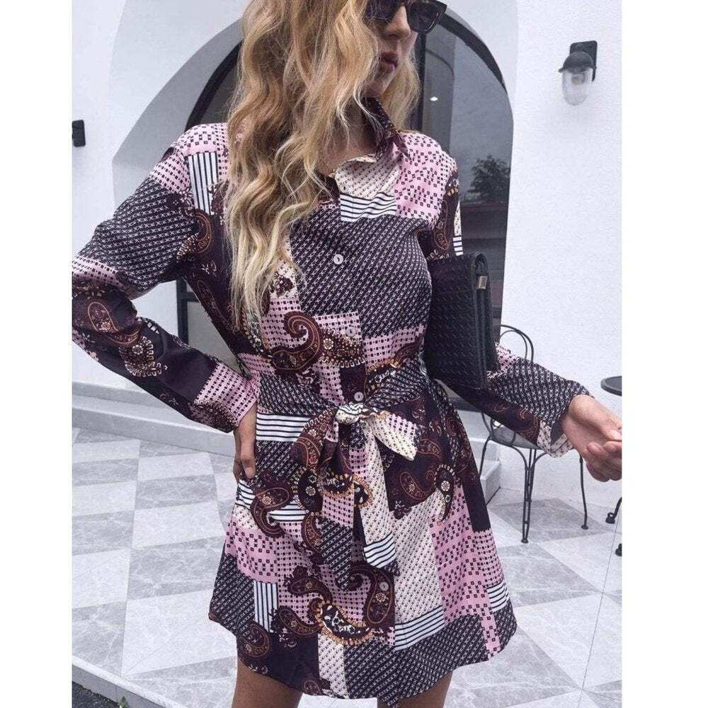 Detailed Mixed Print Dress - Primrose Signature Boutique