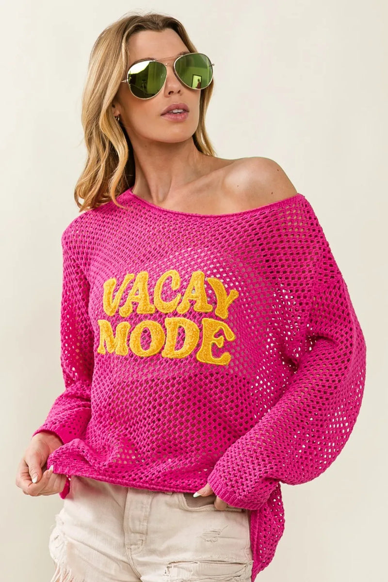 BiBi VACAY MODE Embroidered Knit Cover Up-zoom-