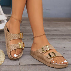 Double Buckle Open Toe Sandals - Primrose Signature Boutique
