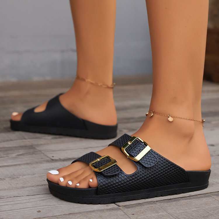 Sandalen mit offener Spitze und Doppelschnalle-zoom-