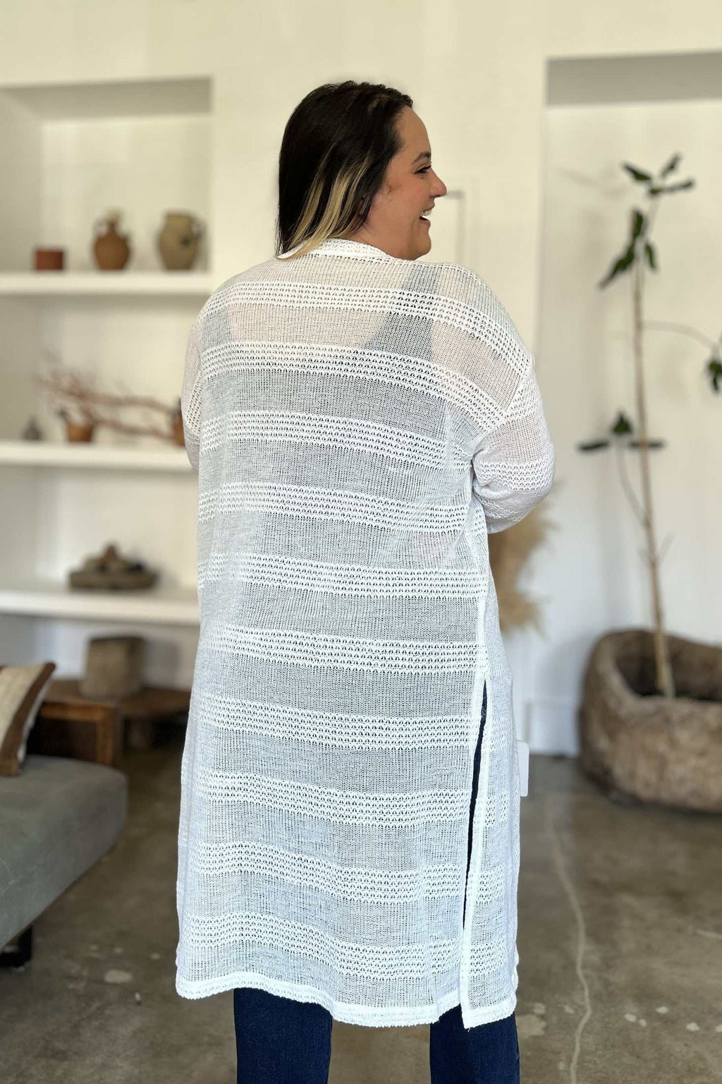 Double Take Full Size Open Front Longline Cardigan - Primrose Signature Boutique