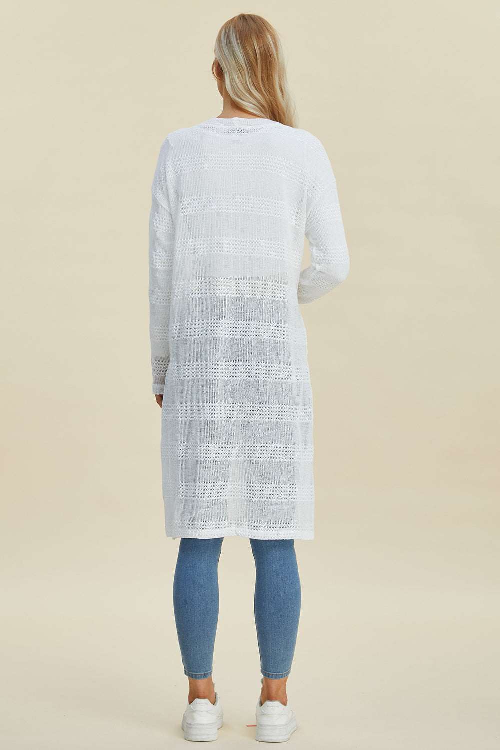 Double Take Full Size Open Front Longline Cardigan - Primrose Signature Boutique