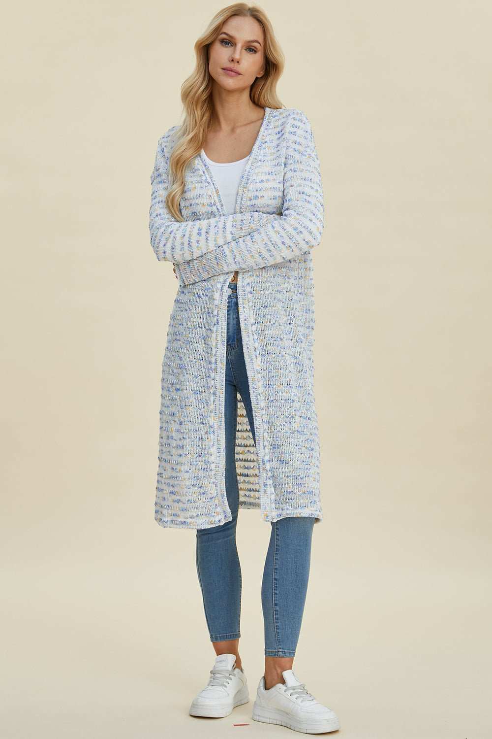 Double Take Full Size Open Front Longline Cardigan - Primrose Signature Boutique