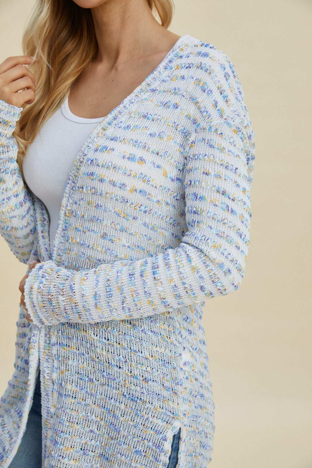 Double Take Full Size Open Front Longline Cardigan - Primrose Signature Boutique