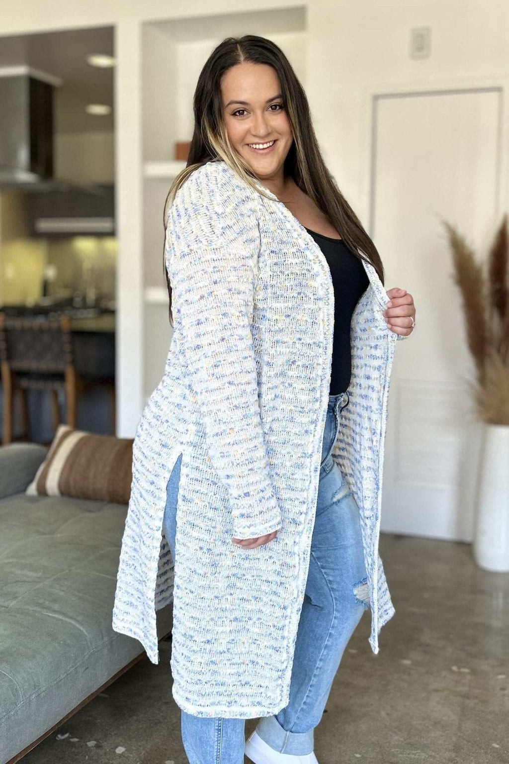 Double Take Full Size Open Front Longline Cardigan - Primrose Signature Boutique