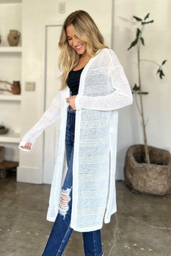 Double Take Full Size Open Front Longline Cardigan - Primrose Signature Boutique