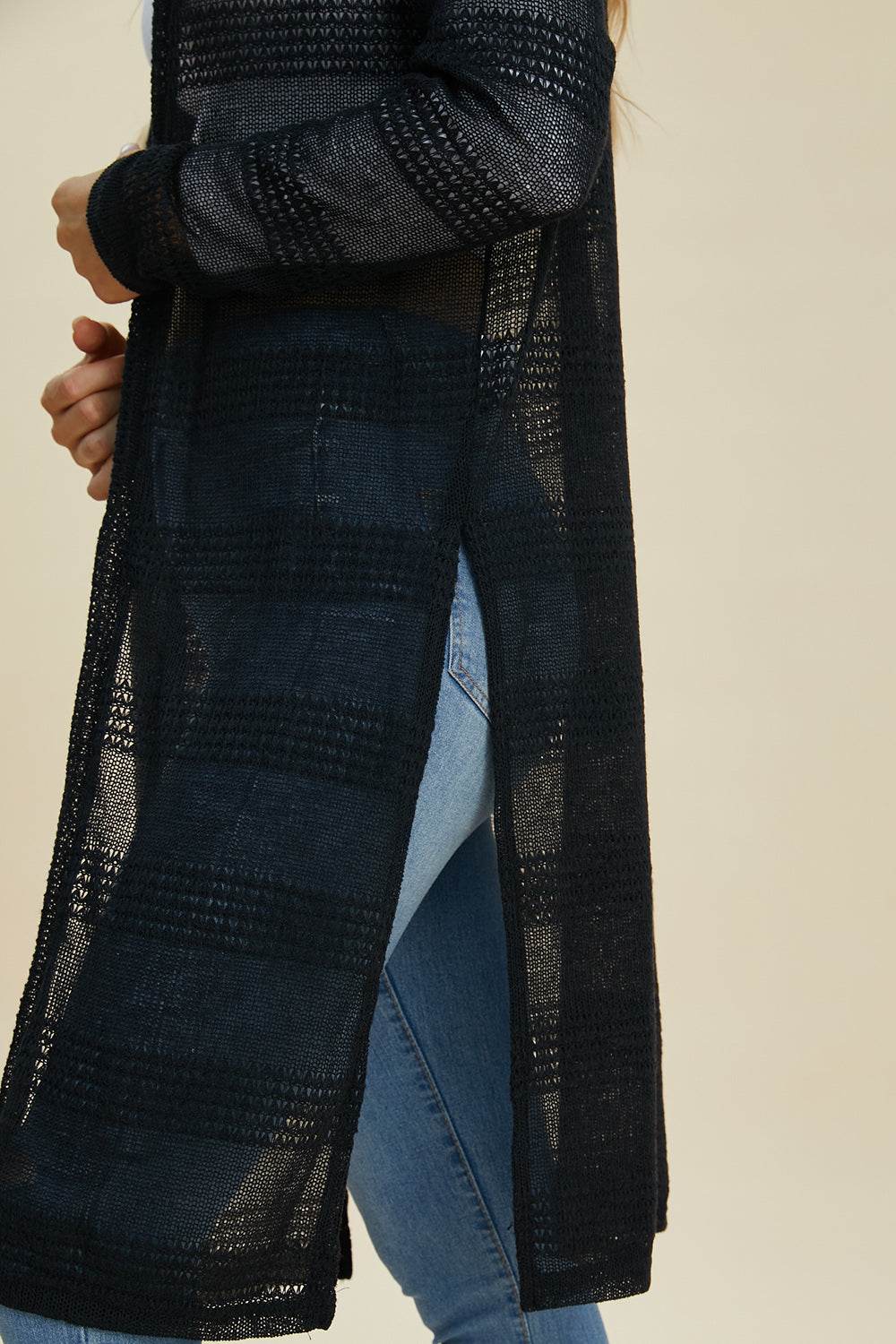 Double Take Full Size Open Front Longline Cardigan - Primrose Signature Boutique