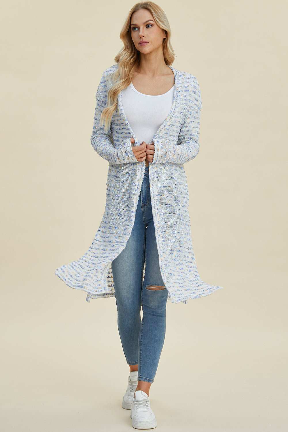 Double Take Full Size Open Front Longline Cardigan - Primrose Signature Boutique