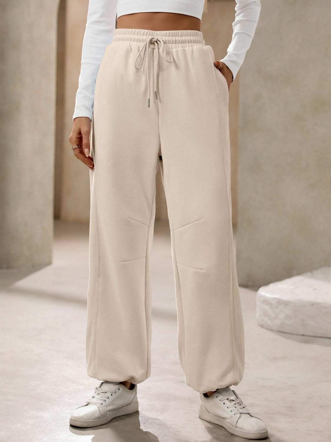 Drawstring Joggers with Pockets - Primrose Signature Boutique
