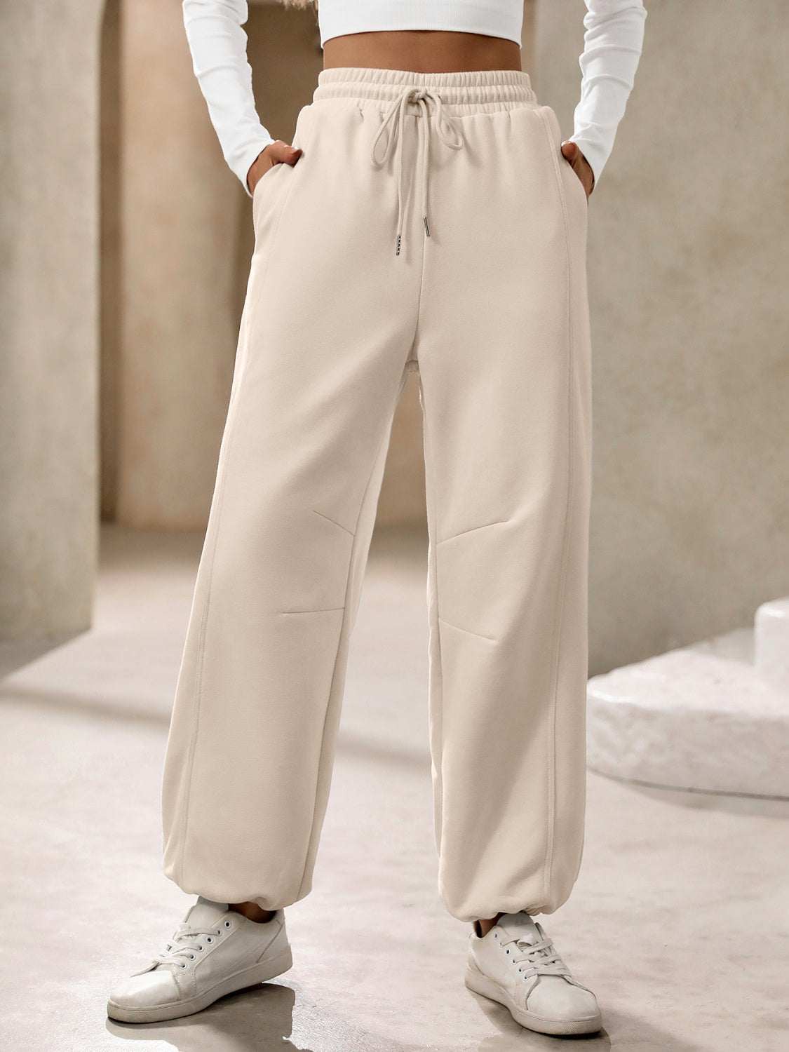 Drawstring Joggers with Pockets - Primrose Signature Boutique