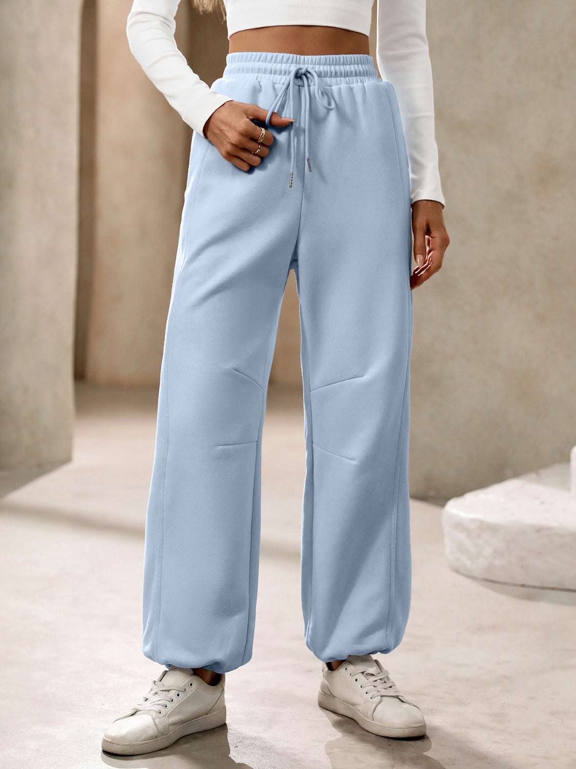 Drawstring Joggers with Pockets - Primrose Signature Boutique