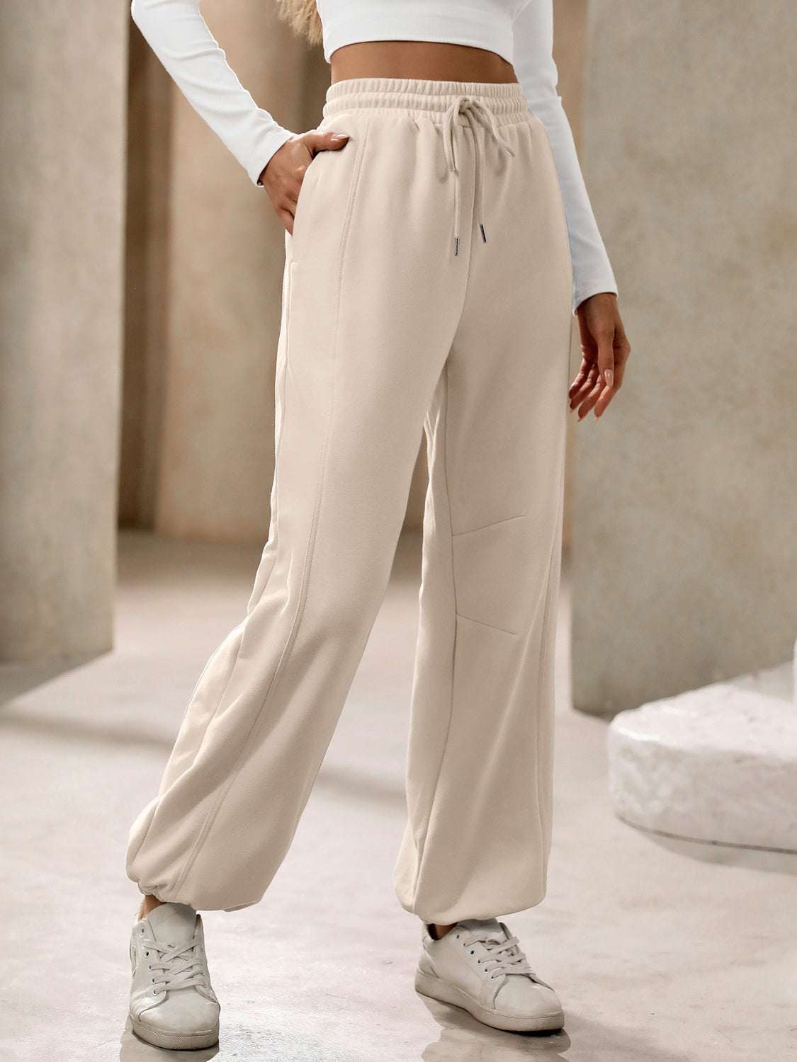 Drawstring Joggers with Pockets - Primrose Signature Boutique