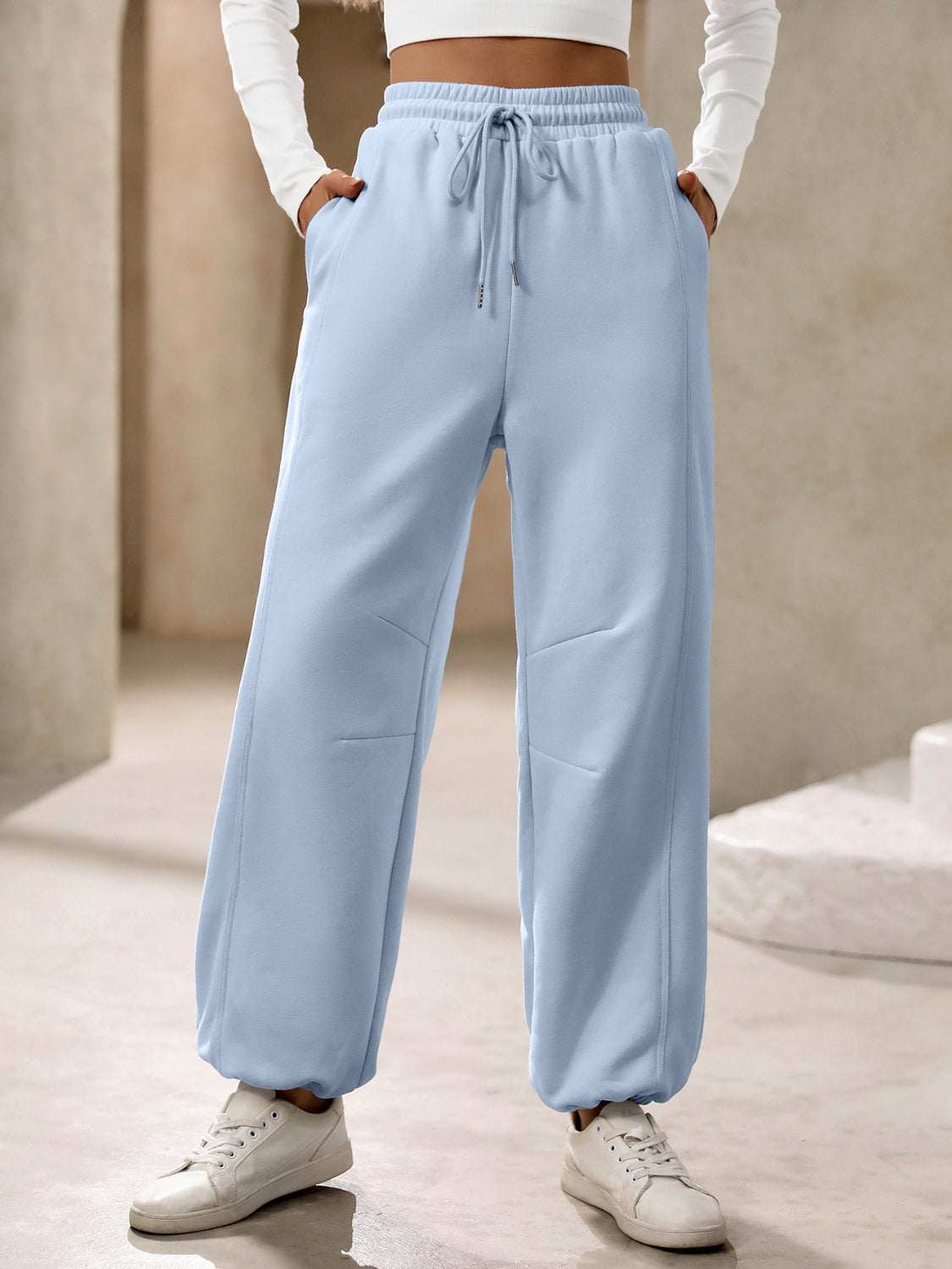Drawstring Joggers with Pockets - Primrose Signature Boutique