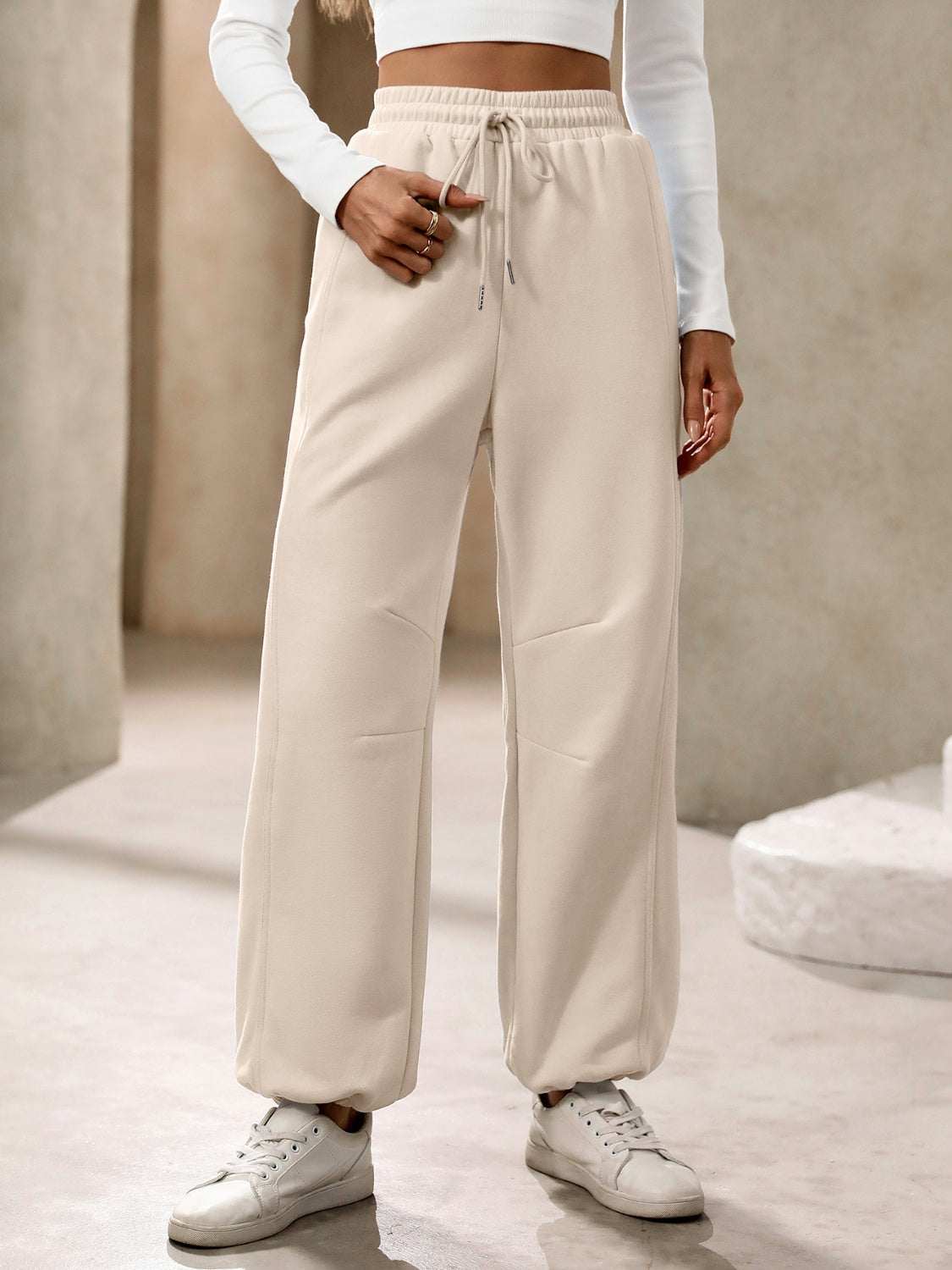 Drawstring Joggers with Pockets - Primrose Signature Boutique