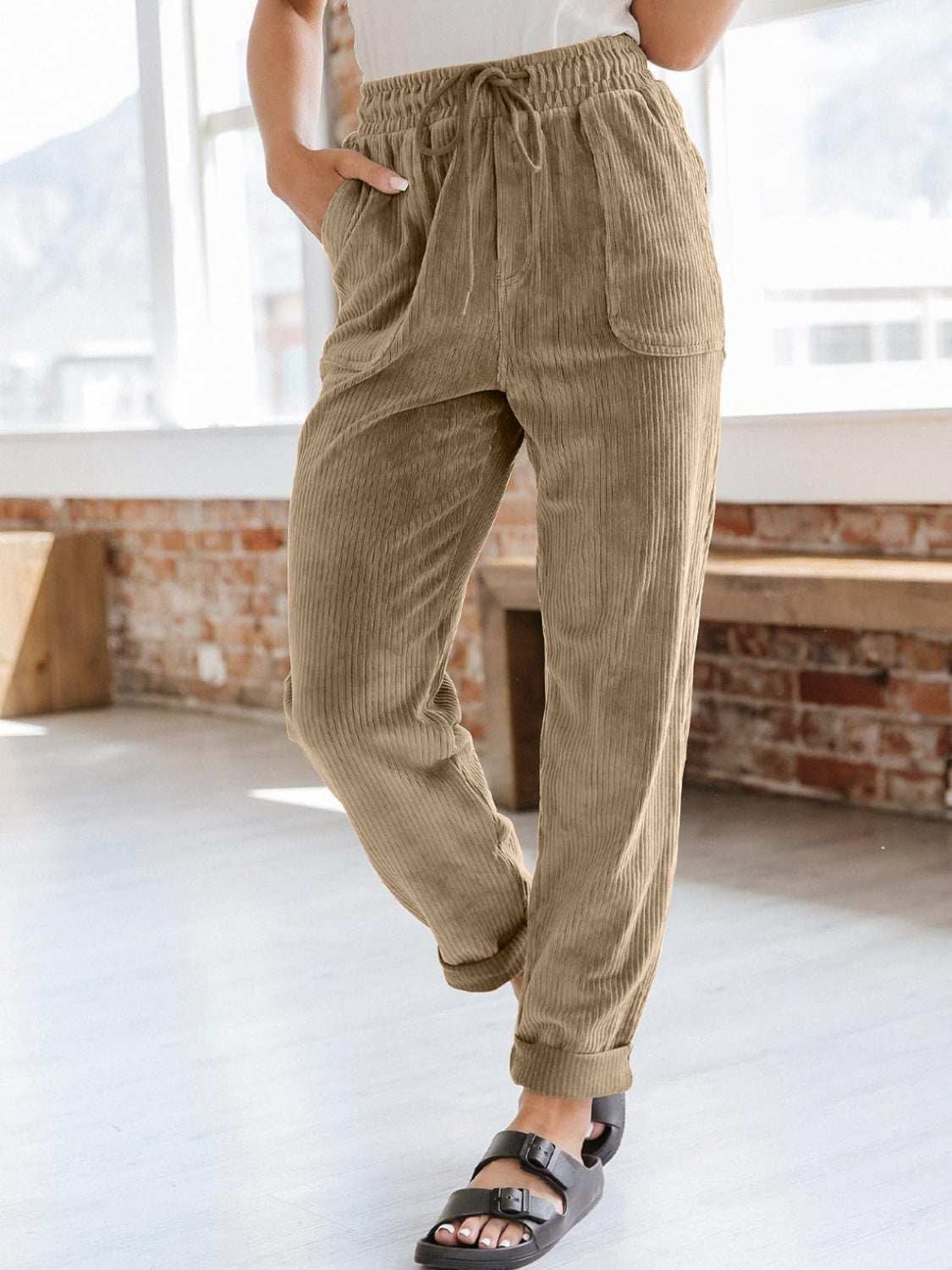 Drawstring Pants with Pockets - Primrose Signature Boutique