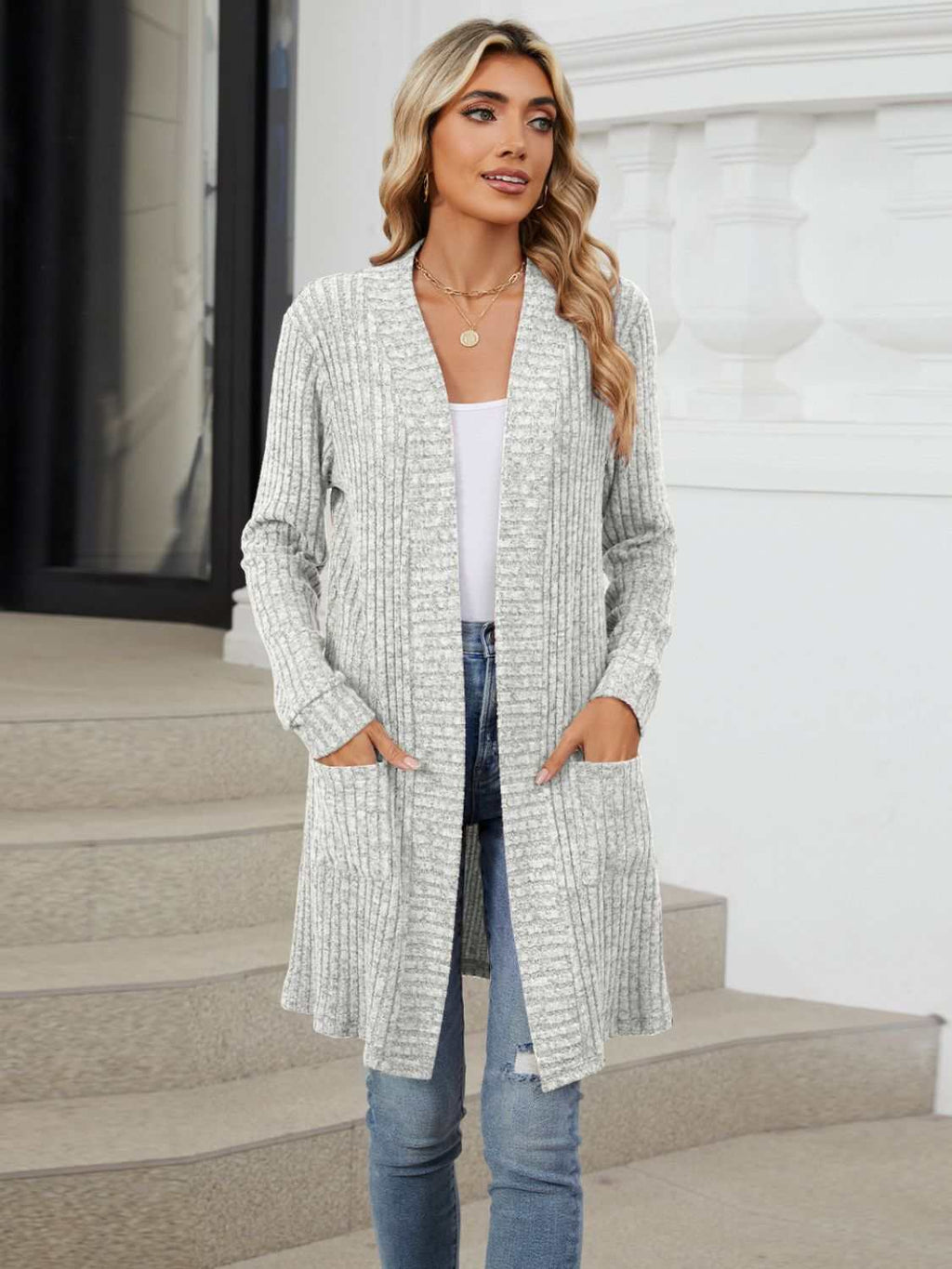 Drop Shipping Open Front Long Sleeve Cardigan - Primrose Signature Boutique