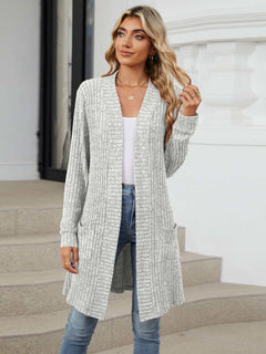 Drop Shipping Open Front Long Sleeve Cardigan - Primrose Signature Boutique