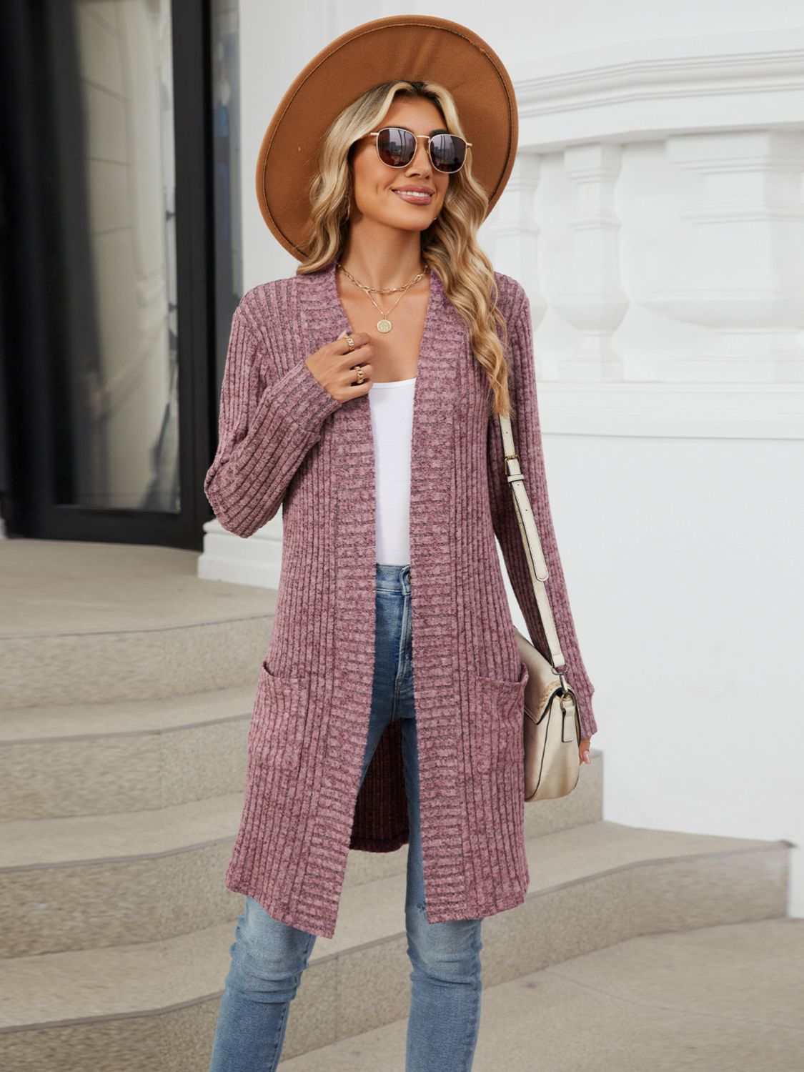 Drop Shipping Open Front Long Sleeve Cardigan - Primrose Signature Boutique