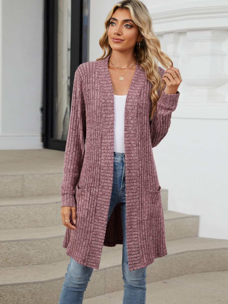 Drop Shipping Offene Vorderseite Langarm Strickjacke-zoom-