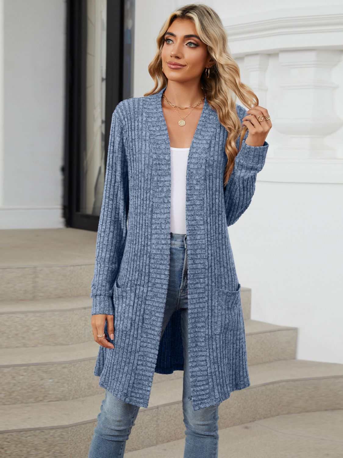 Drop Shipping Open Front Long Sleeve Cardigan - Primrose Signature Boutique