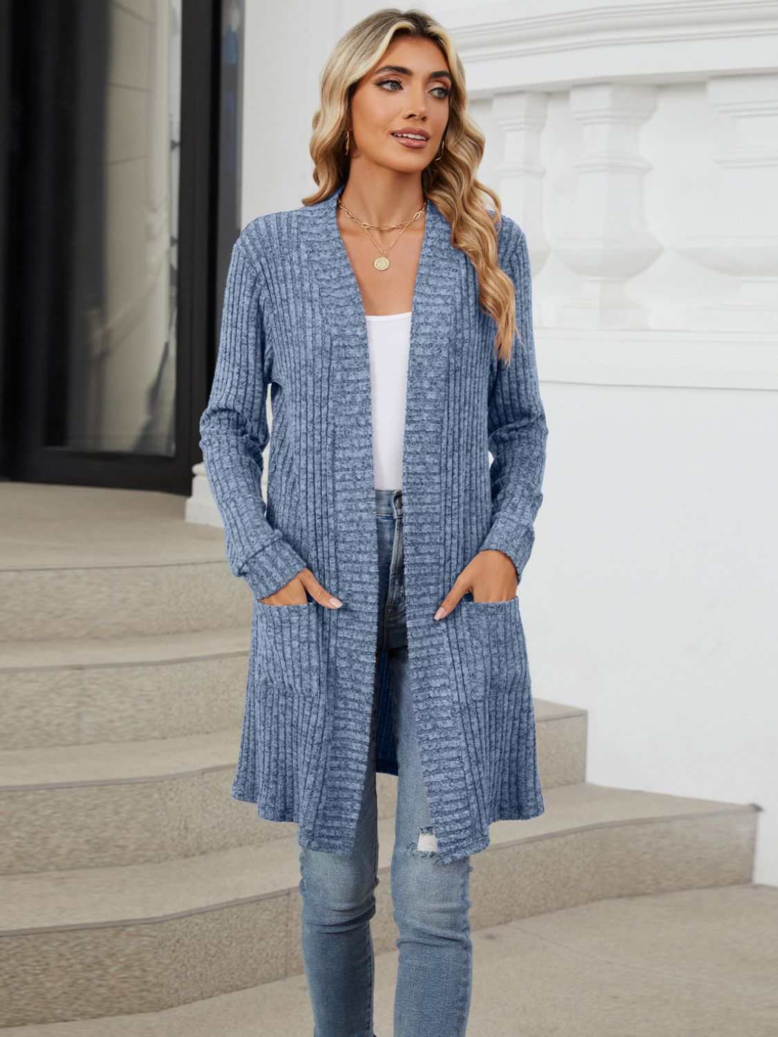 Drop Shipping Open Front Long Sleeve Cardigan - Primrose Signature Boutique