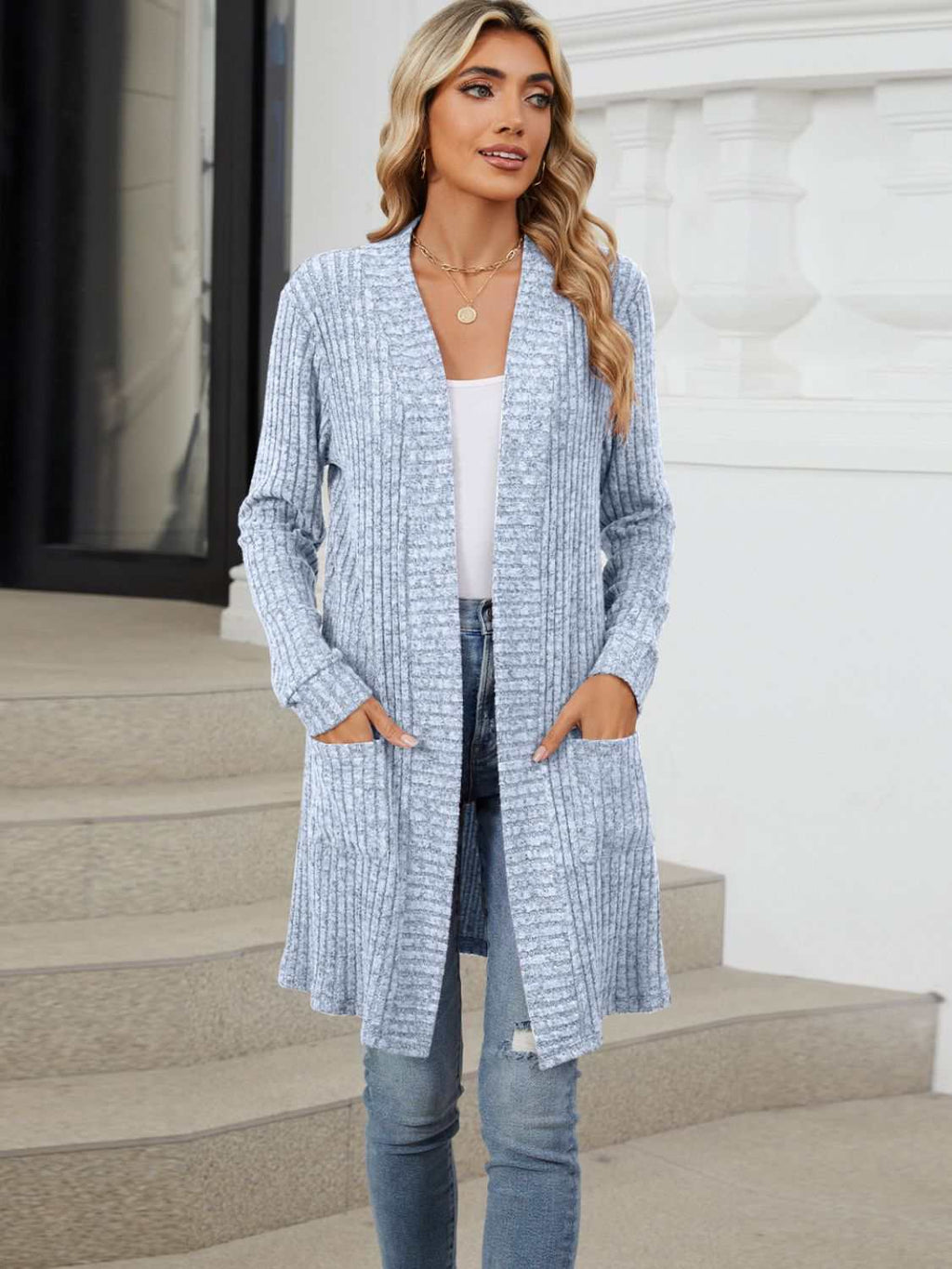 Drop Shipping Open Front Long Sleeve Cardigan - Primrose Signature Boutique