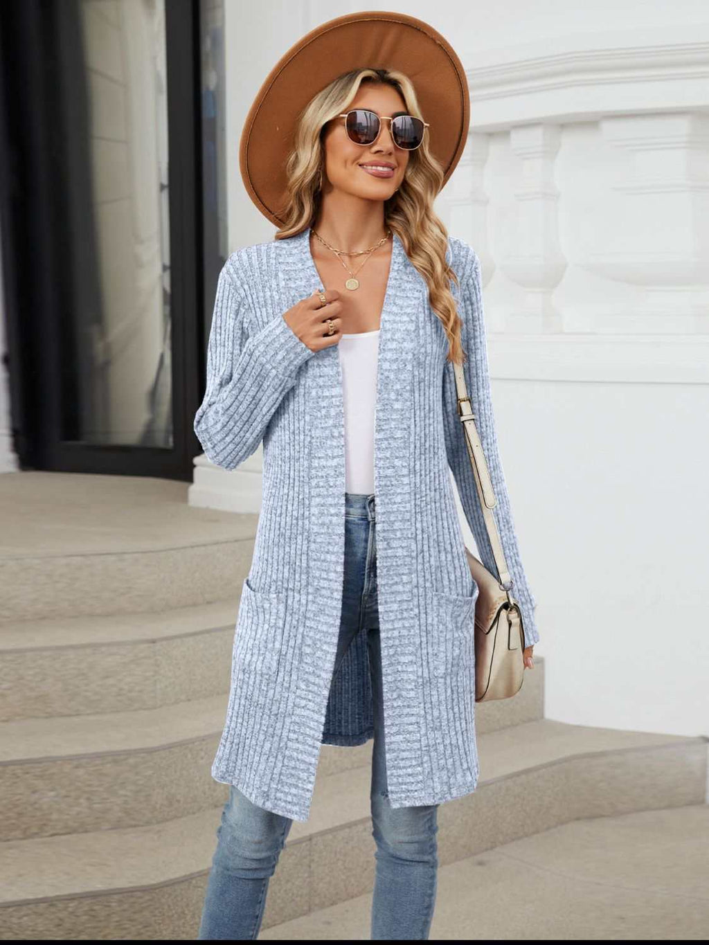 Drop Shipping Open Front Long Sleeve Cardigan - Primrose Signature Boutique