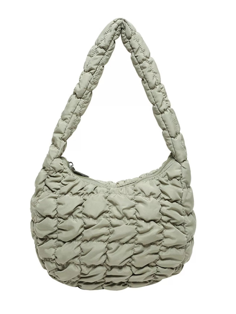 Quilted Ruched Shoulder Bag-zoom-