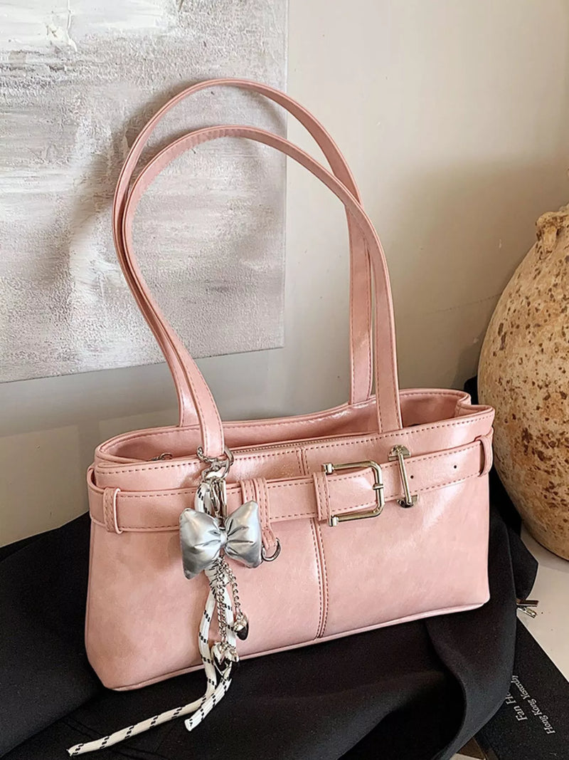 Buckle Decor Shoulder Bag-zoom-