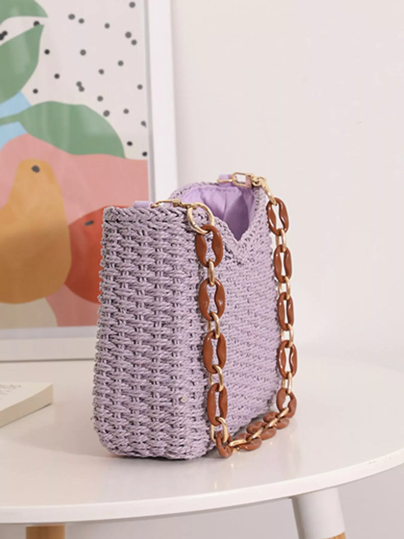 Woven Straw Shoulder Bag-zoom-